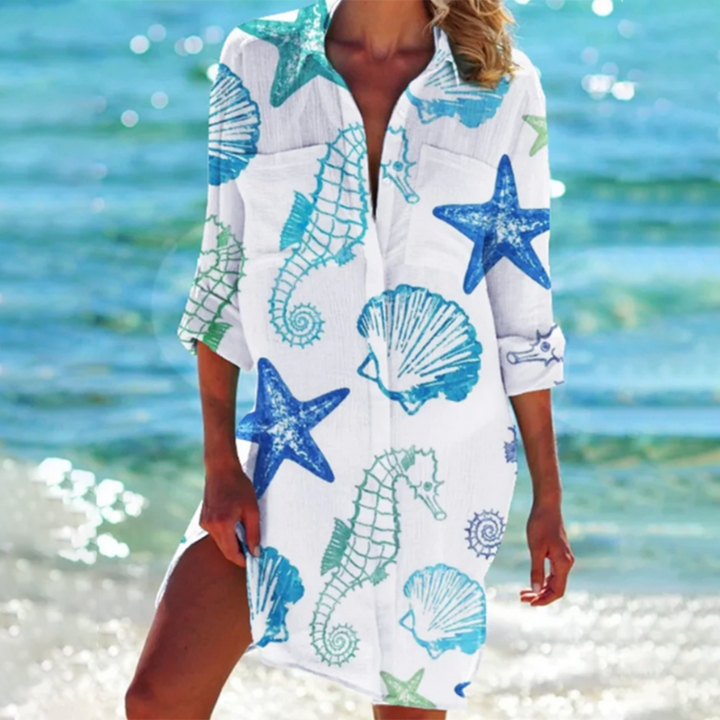 Lebhaftes, mehrfarbiges Damen-Sommerkleid, A-Linien-Passform, luftig, ideal für Strand und Stadtbummel.