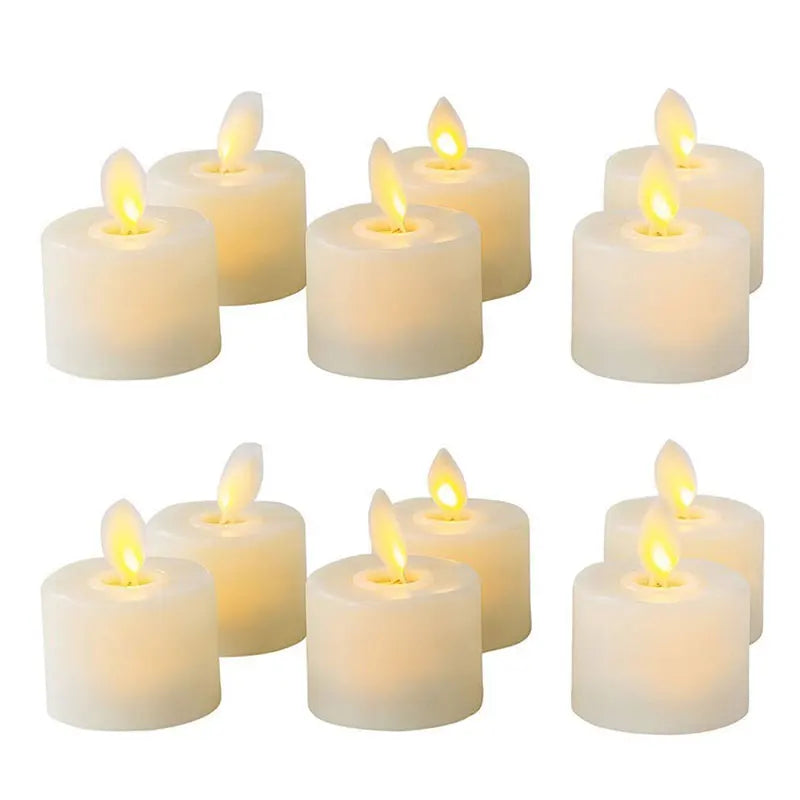 "LED Lichterkerzen Set mit realistischem Flackern und Fernbedienung, perfekt für gemütliche und sichere Raumbeleuchtung."