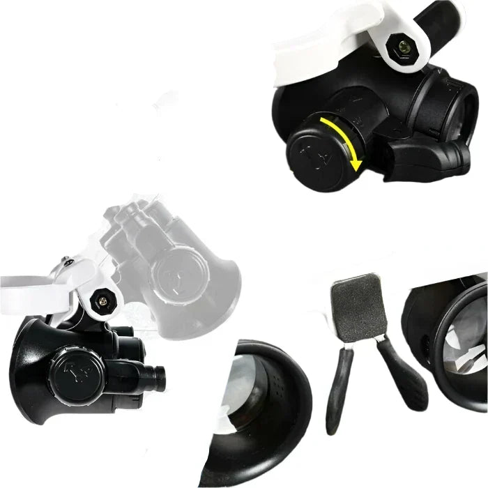 LED Vergrößerungsbrille mit wählbarer 8x, 15x, 23x Vergrößerung und integrierter LED für präzise Detailarbeit.