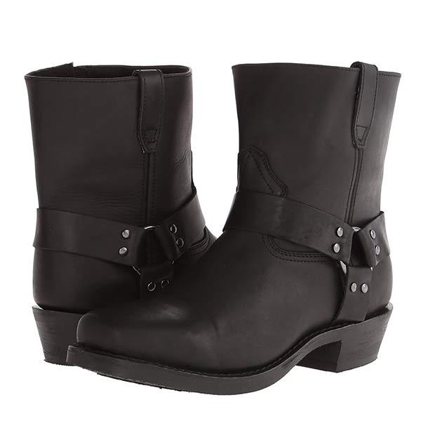 "Leder-Cowboystiefel für Herren, klassisch, Braun oder Schwarz, komfortabel mit seitlichem Reißverschluss und Gummisohle."