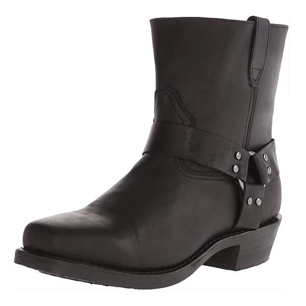 "Leder-Cowboystiefel für Herren, klassisch, Braun oder Schwarz, komfortabel mit seitlichem Reißverschluss und Gummisohle."