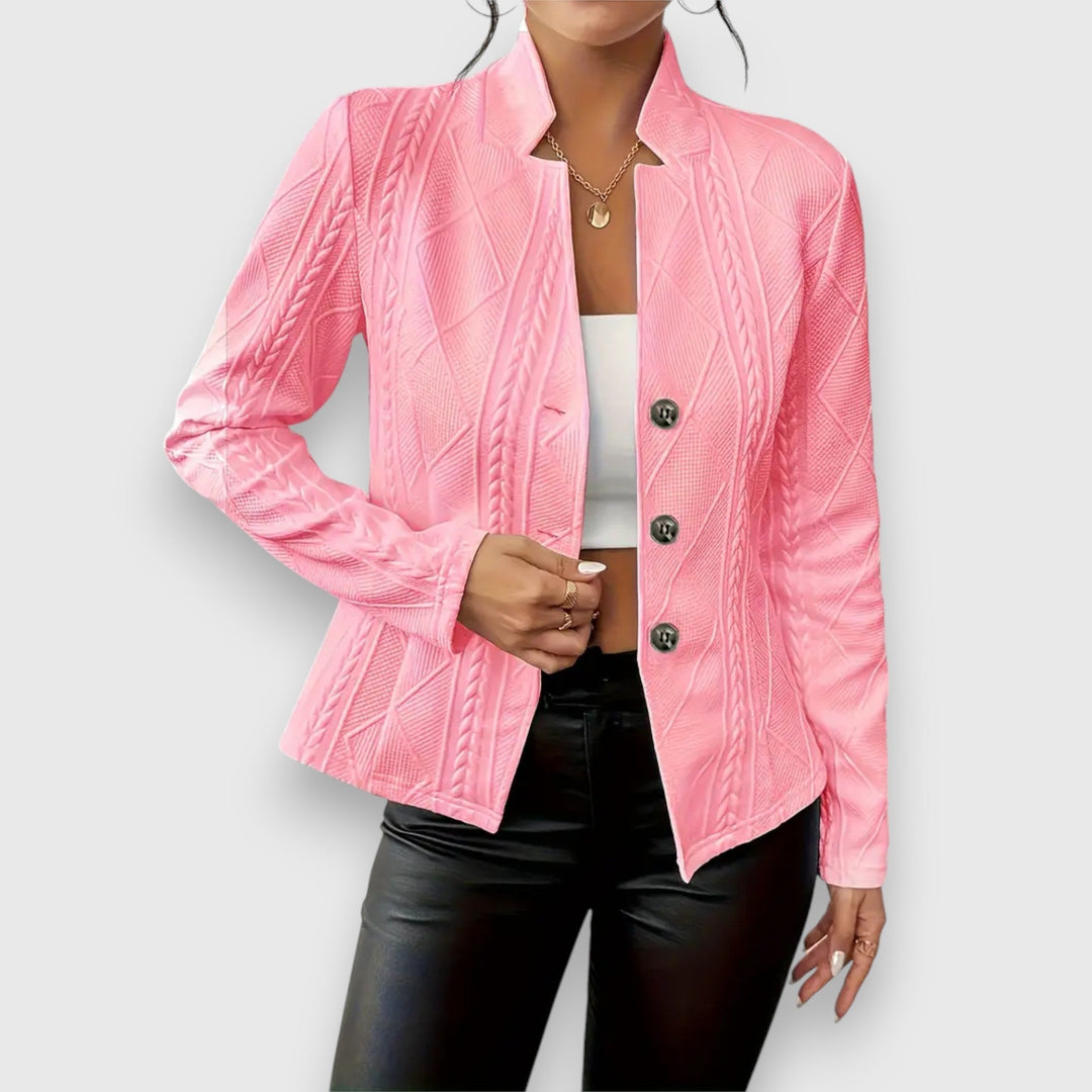 "Leichte atmungsaktive Damenjacke für Frühling, wetterfest, elegantes Design, mit Taschen und Reißverschluss."
