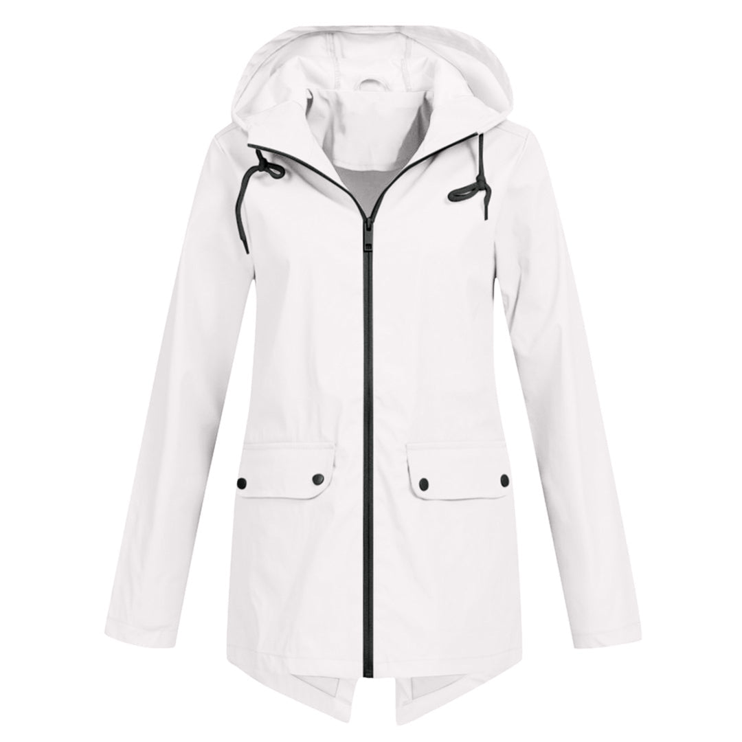 Leichte Damen Regenjacke in Apricot, wasserfest, stilvoll, hält trocken bei Regenwetter, eleganter Schnitt ideal für Alltag.