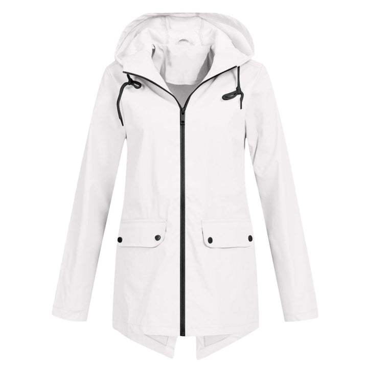 Leichte Damen Regenjacke in Apricot, wasserfest, stilvoll, hält trocken bei Regenwetter, eleganter Schnitt ideal für Alltag.