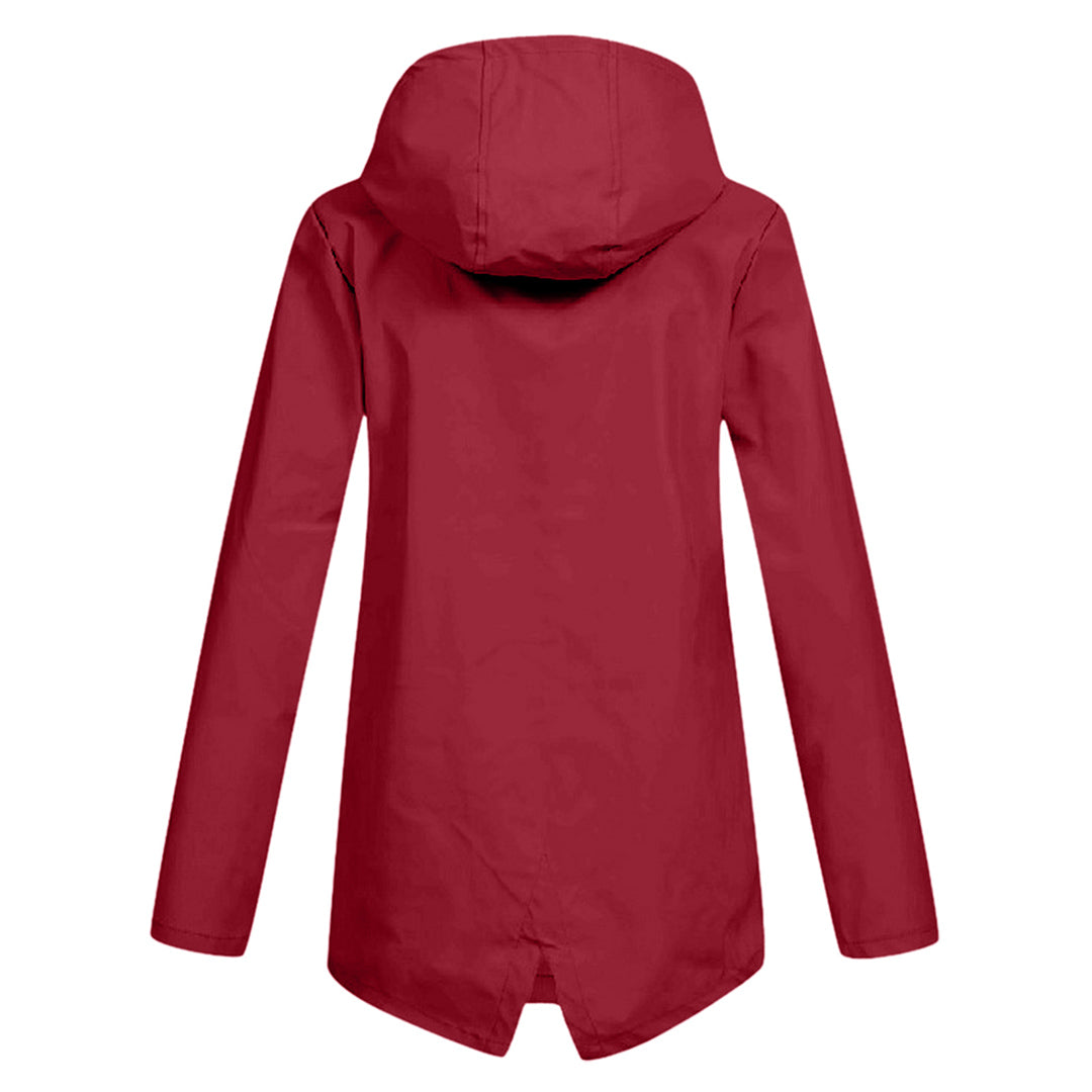 Leichte Damen Regenjacke in Apricot, wasserfest, stilvoll, hält trocken bei Regenwetter, eleganter Schnitt ideal für Alltag.
