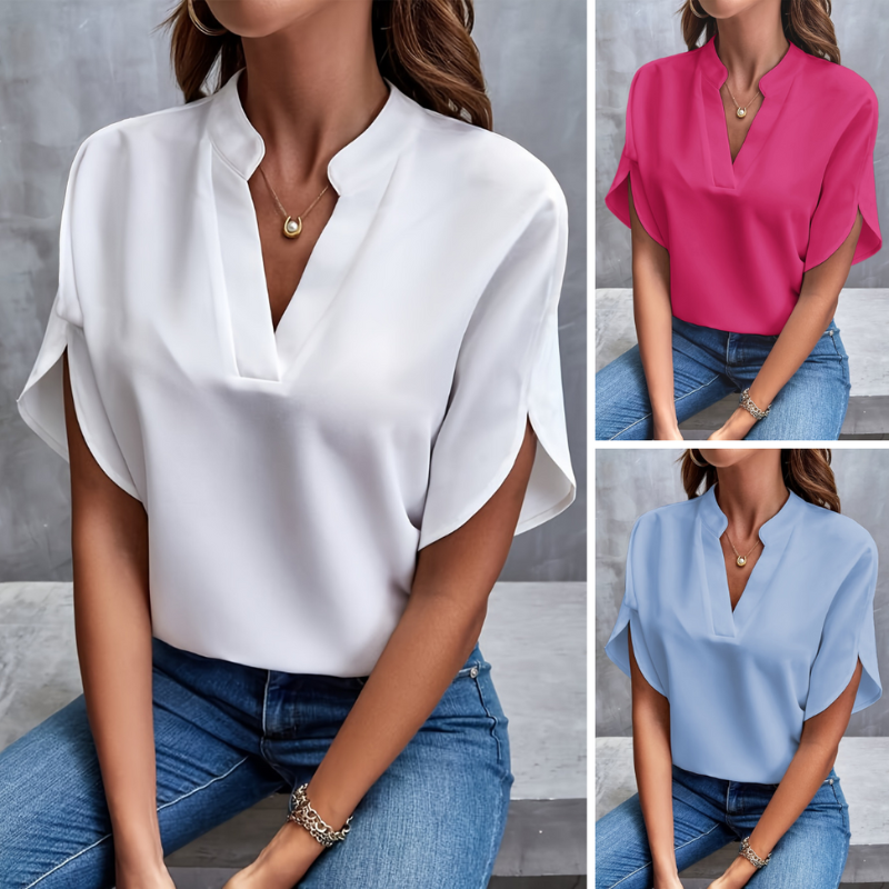 "Leichte Damen Sommerbluse mit elegantem Design, hellblau, leicht und atmungsaktiv, ideal für vielseitige Sommerlooks."