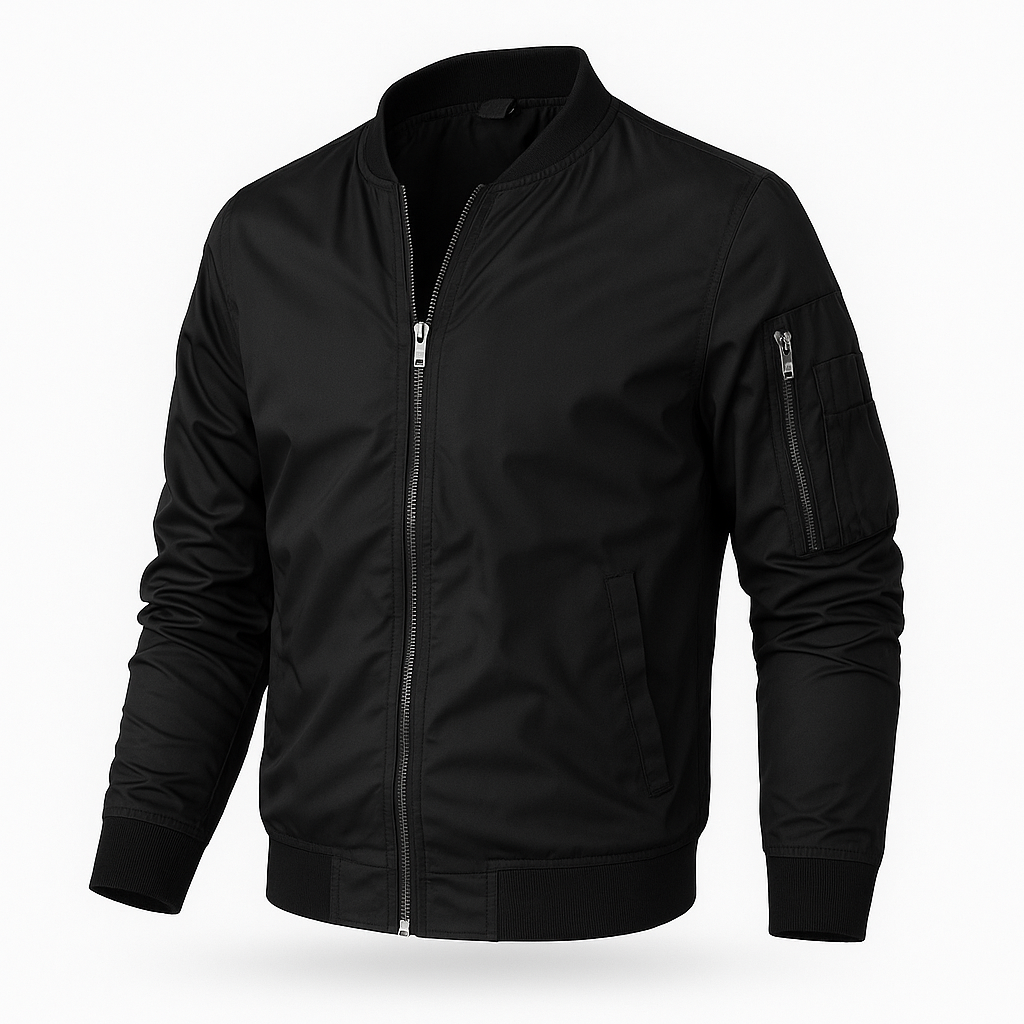"Leichte Herren Bomberjacke in Grau, Grün, Marineblau oder Schwarz für einen stilvollen, vielseitigen Look."
