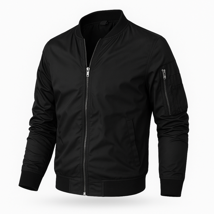 "Leichte Herren Bomberjacke in Grau, Grün, Marineblau oder Schwarz für einen stilvollen, vielseitigen Look."