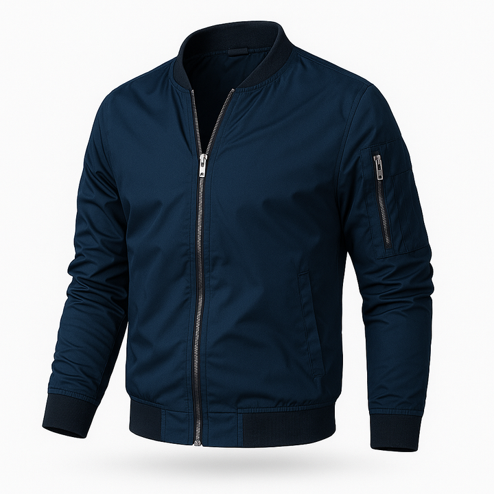 "Leichte Herren Bomberjacke in Grau, Grün, Marineblau oder Schwarz für einen stilvollen, vielseitigen Look."