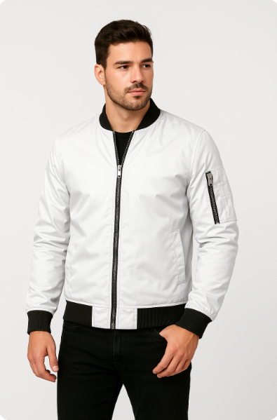 "Leichte Herren Bomberjacke in Grau, Grün, Marineblau oder Schwarz für einen stilvollen, vielseitigen Look."