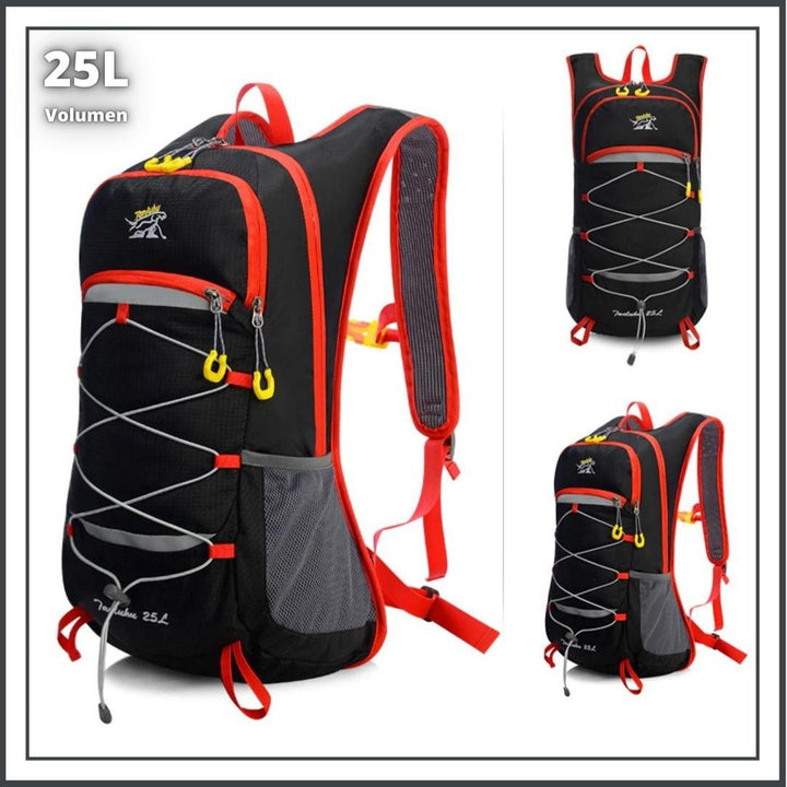 "Leichter 25L Wanderrucksack, wasserabweisend, ergonomisch, mit Außentaschen und bequemen Schultergurten für Damen."