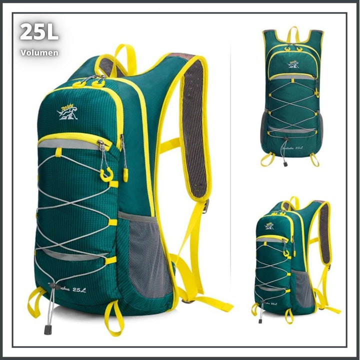 "Leichter 25L Wanderrucksack, wasserabweisend, ergonomisch, mit Außentaschen und bequemen Schultergurten für Damen."