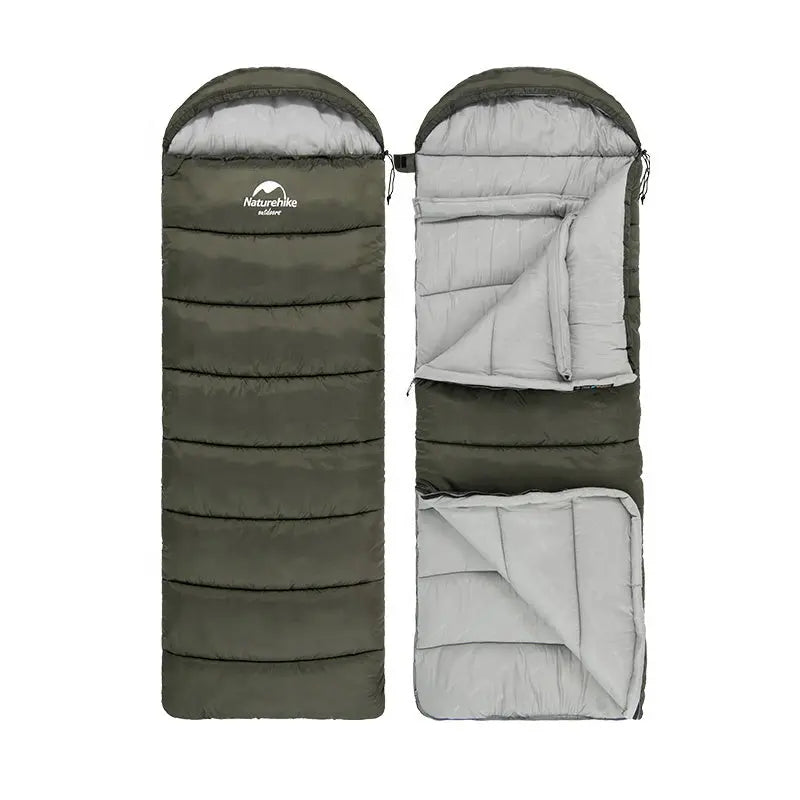 "Leichter Schlafsack für Camping, isoliert, atmungsaktiv, ideal für kühle Nächte, outdoor-geeignet, kompakt verstaubar."