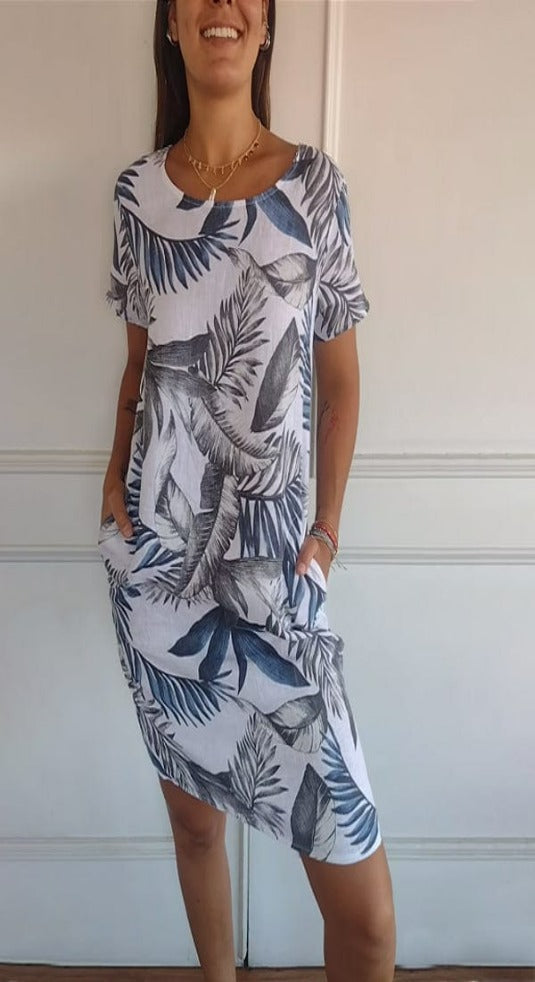Leichtes Sommerkleid für Damen, bequem u. stilvoll, in verschiedenen Farben, atmungsaktive Baumwolle.