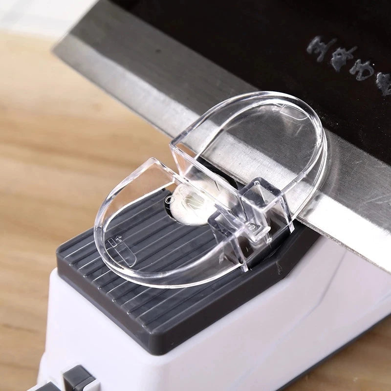 "Leistungsstarker USB-Messerschärfer, elektrisch, praktisch für Küchenmesser, graues Gehäuse, innovative Technologie"