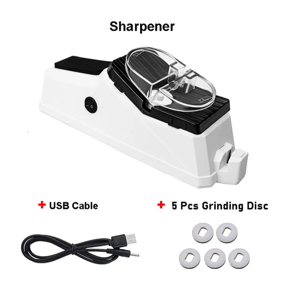 "Leistungsstarker USB-Messerschärfer, elektrisch, praktisch für Küchenmesser, graues Gehäuse, innovative Technologie"