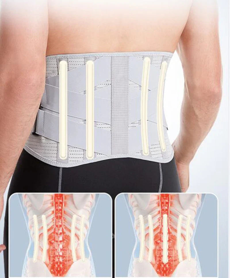 "Lendenwirbel-Stützbandage, grau, ergonomisches Design, atmungsaktiv, verstellbare Kompression, Rückenunterstützung, Alltag"