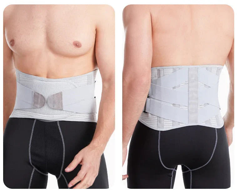 "Lendenwirbel-Stützbandage, grau, ergonomisches Design, atmungsaktiv, verstellbare Kompression, Rückenunterstützung, Alltag"