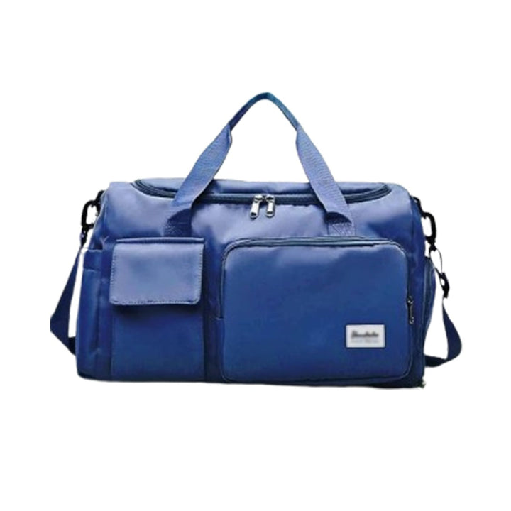 "Lila Damen-Reisetasche mit Schuhfach und mehreren Taschen, ideal für Reisen und Sport, robust und wasserdicht."