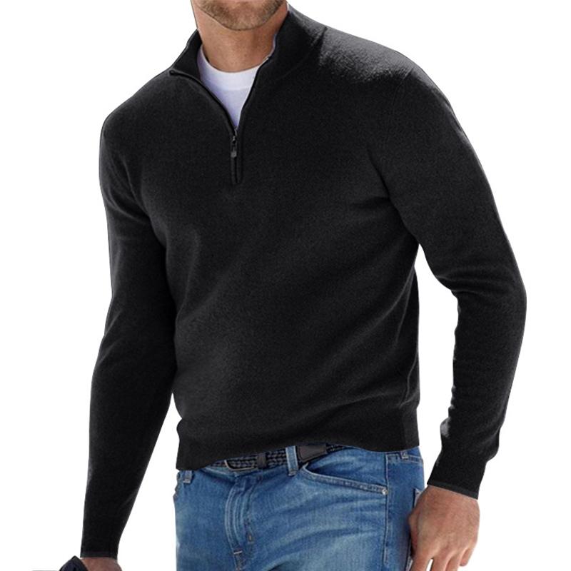 "Locker geschnittener Zip-Pullover für Herren mit Reißverschluss, in Beige, ideal für Komfort und stilvollen Look."