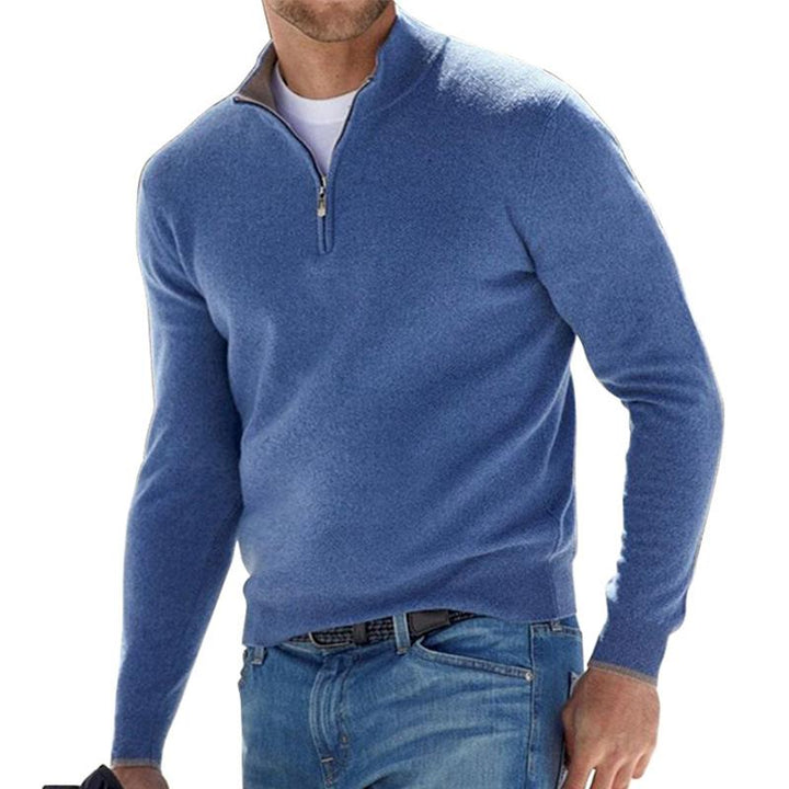 "Locker geschnittener Zip-Pullover für Herren mit Reißverschluss, in Beige, ideal für Komfort und stilvollen Look."