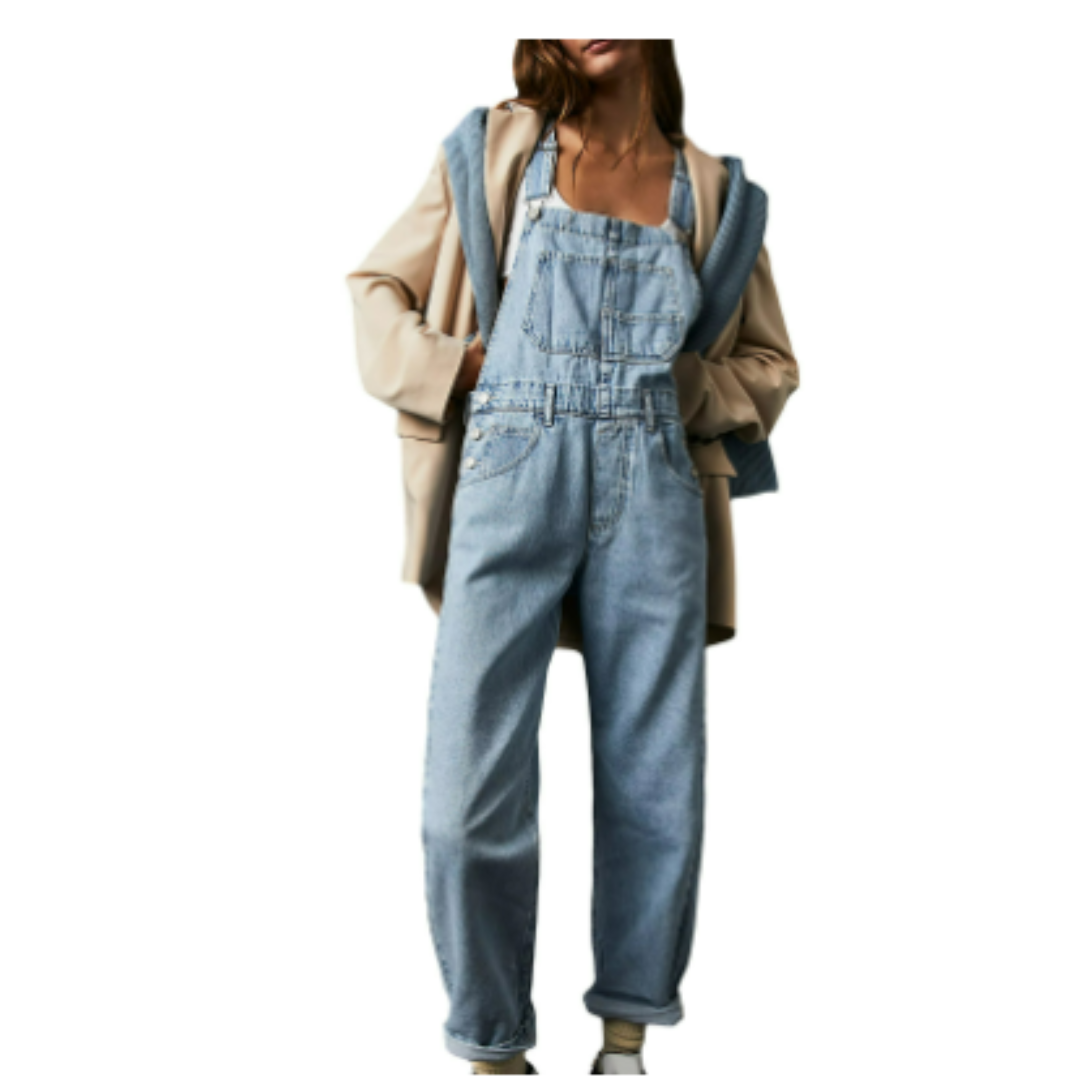 "Lockerer Damen Jumpsuit, sommerlich und bequem, helles Design, perfekte Passform für Freizeit und Alltag."