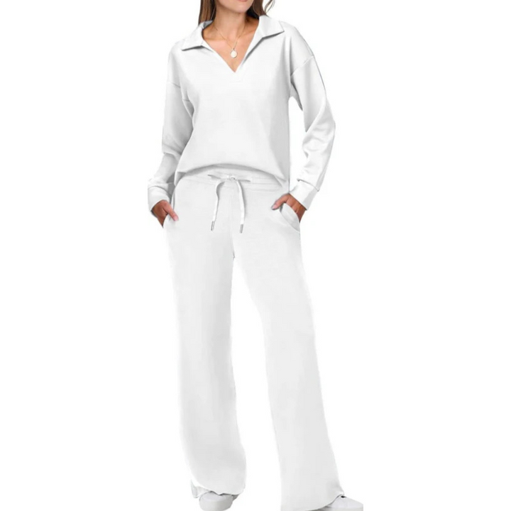 Lounge Set Damen, zweiteilig, weiches Material, lockere Passform, beige Farbe, ideal für gemütliche und stilvolle Outfits.