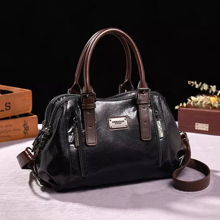 Luxuriöse Damenlederhandtasche mit eleganter Textur, praktisch geräumig in Braun, Grün, Rot oder Schwarz für vielseitigen Sti