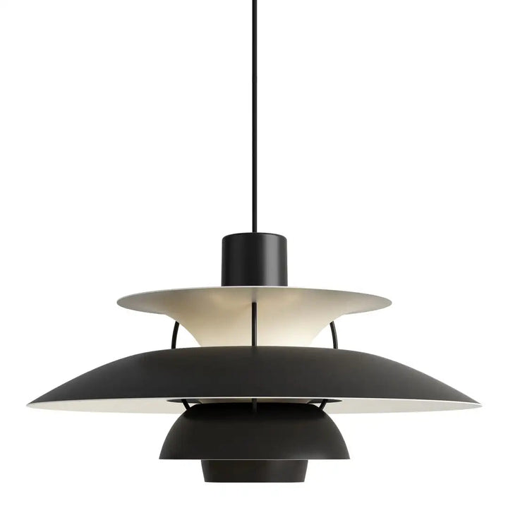 Luxuriöse runde LED-Deckenlampe, modernes Design, schwebend, in Schwarz-Weiß, perfekt für stilvolle Wohnräume.