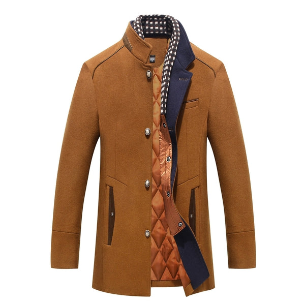Luxuriöser Herren Wollmantel, klassischer Schnitt, zeitloses Design, reine Wolle, optimale Wärmeisolierung, elegante Silhouet