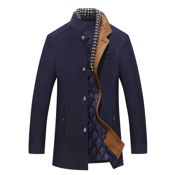 Luxuriöser Herren Wollmantel, klassischer Schnitt, zeitloses Design, reine Wolle, optimale Wärmeisolierung, elegante Silhouet