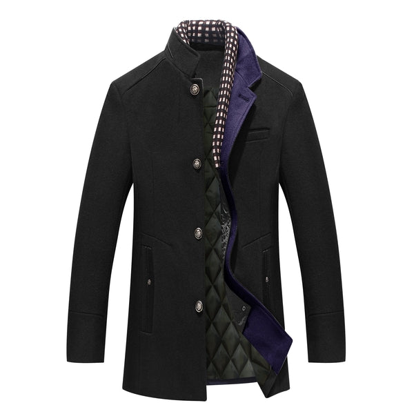 Luxuriöser Herren Wollmantel, klassischer Schnitt, zeitloses Design, reine Wolle, optimale Wärmeisolierung, elegante Silhouet