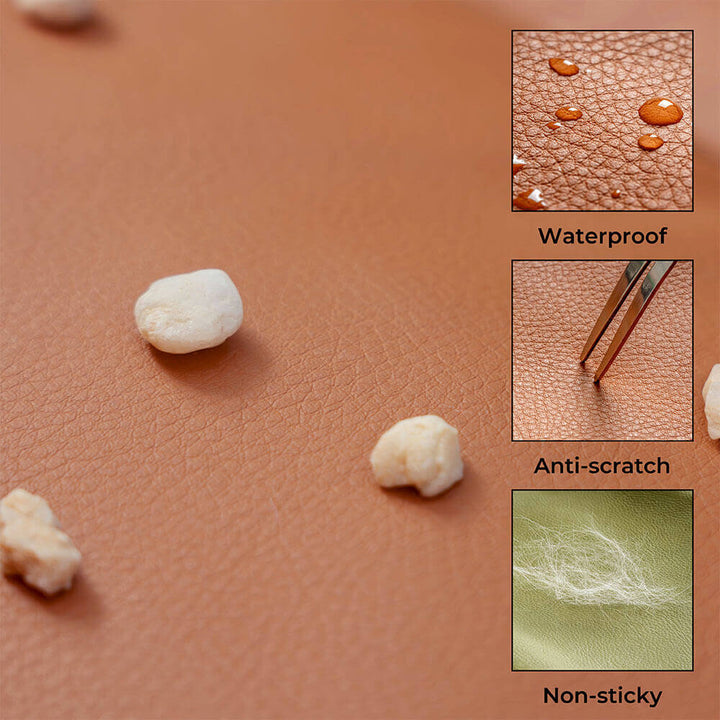 "Luxuriöser Hundeautositz aus Kunstleder, beige, mit weicher Polsterung und Sicherheitsgurt für komfortables Reisen."