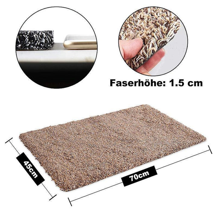 "Magische dunkelgraue Schmutzfangmatte, ultra saugfähig, rutschfest, in 70x45 cm Größe, für Eingangsbereich."