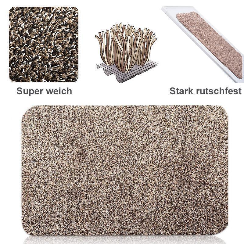 "Magische dunkelgraue Schmutzfangmatte, ultra saugfähig, rutschfest, in 70x45 cm Größe, für Eingangsbereich."