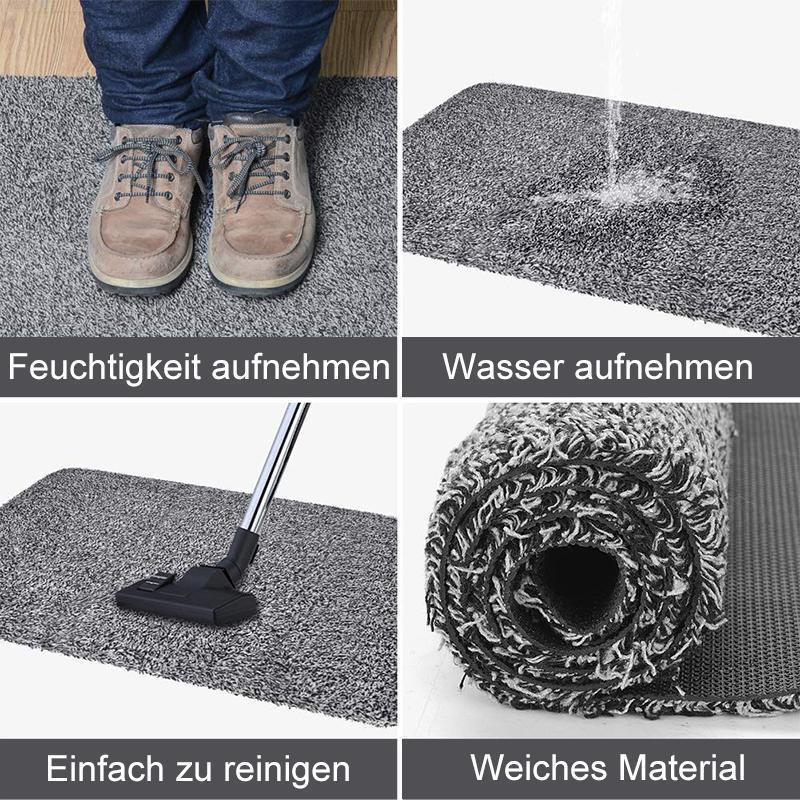 "Magische dunkelgraue Schmutzfangmatte, ultra saugfähig, rutschfest, in 70x45 cm Größe, für Eingangsbereich."