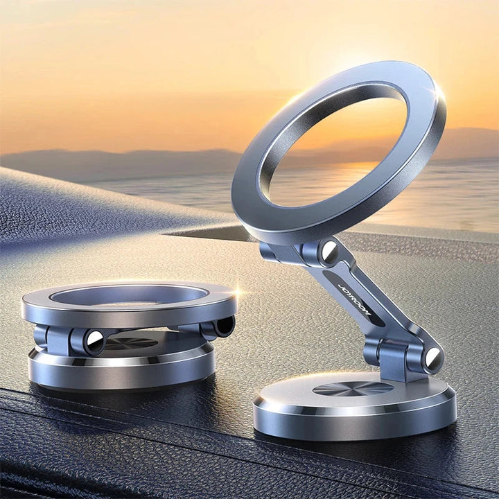"Magnetische Handyhalterung im Auto mit Magsafe-Technologie, 360-Grad-Drehung und klappbarem Design für sicheren Halt."