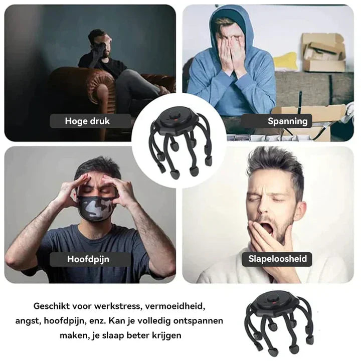 "Massagegerät für Kopfhaut mit sanfter Vibration, kompakt und stilvoll, für tiefe Entspannung und verbesserte Durchblutung."