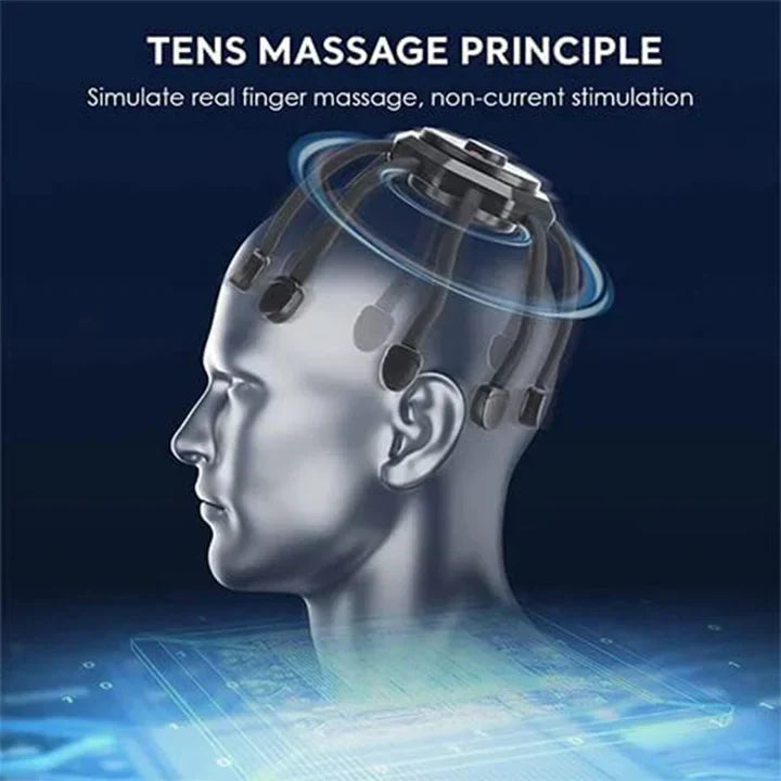"Massagegerät für Kopfhaut mit sanfter Vibration, kompakt und stilvoll, für tiefe Entspannung und verbesserte Durchblutung."