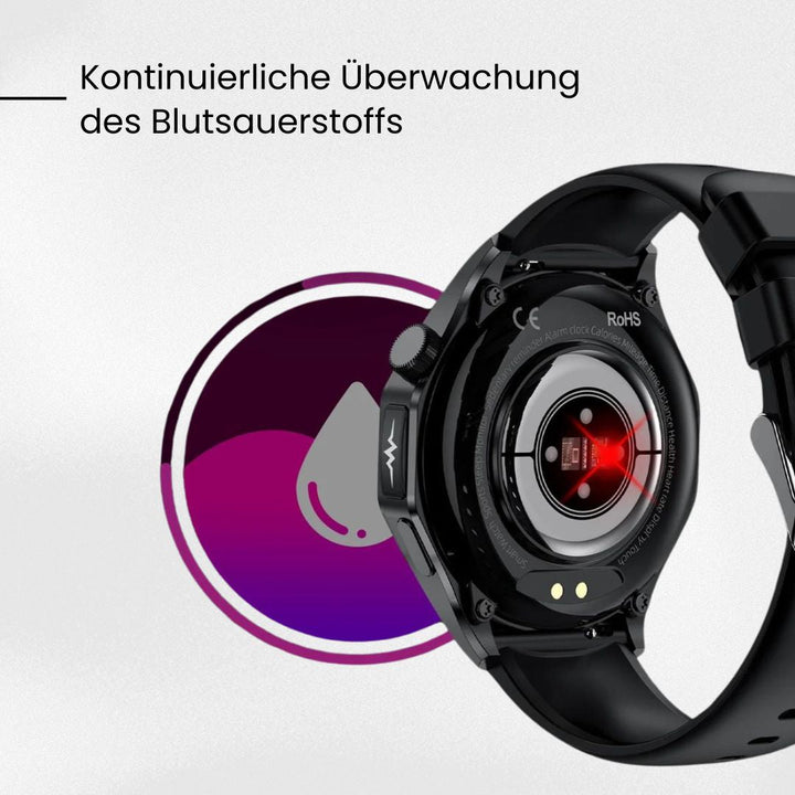 "Militär robuste AirForce K-52 Smartwatch in Glut-Orange, kratzfest, ideal für Fitness-Tracking und extremen Einsatz"