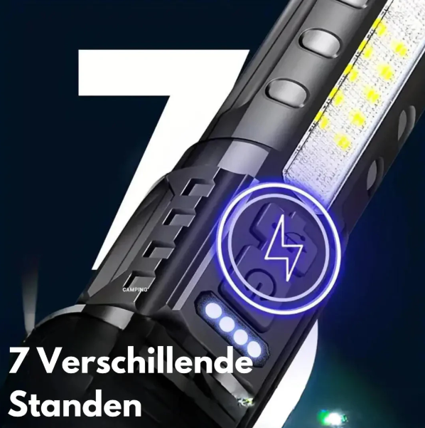 "Militär-Taschenlampe 5000 Lumen, wiederaufladbar, wasserdicht, kompaktes Design, robuste Bauweise, extrem hell"