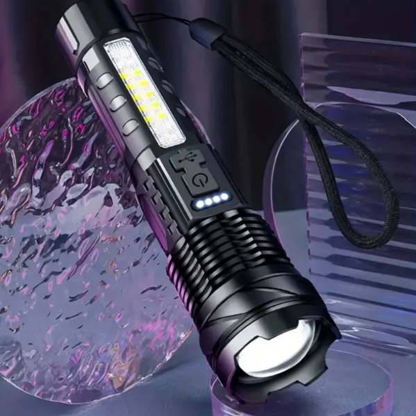 "Militär-Taschenlampe 5000 Lumen, wiederaufladbar, wasserdicht, kompaktes Design, robuste Bauweise, extrem hell"