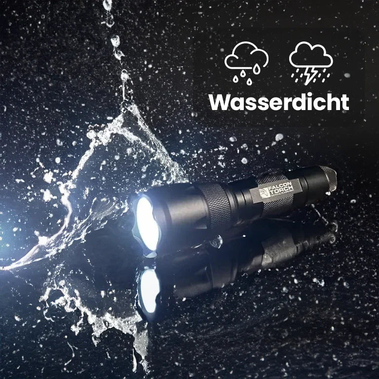 Militärische Taschenlampe 500 Lumen, robustes Design, 5 Beleuchtungsmodi, aus Flugzeugaluminium, outdoor geeignet.