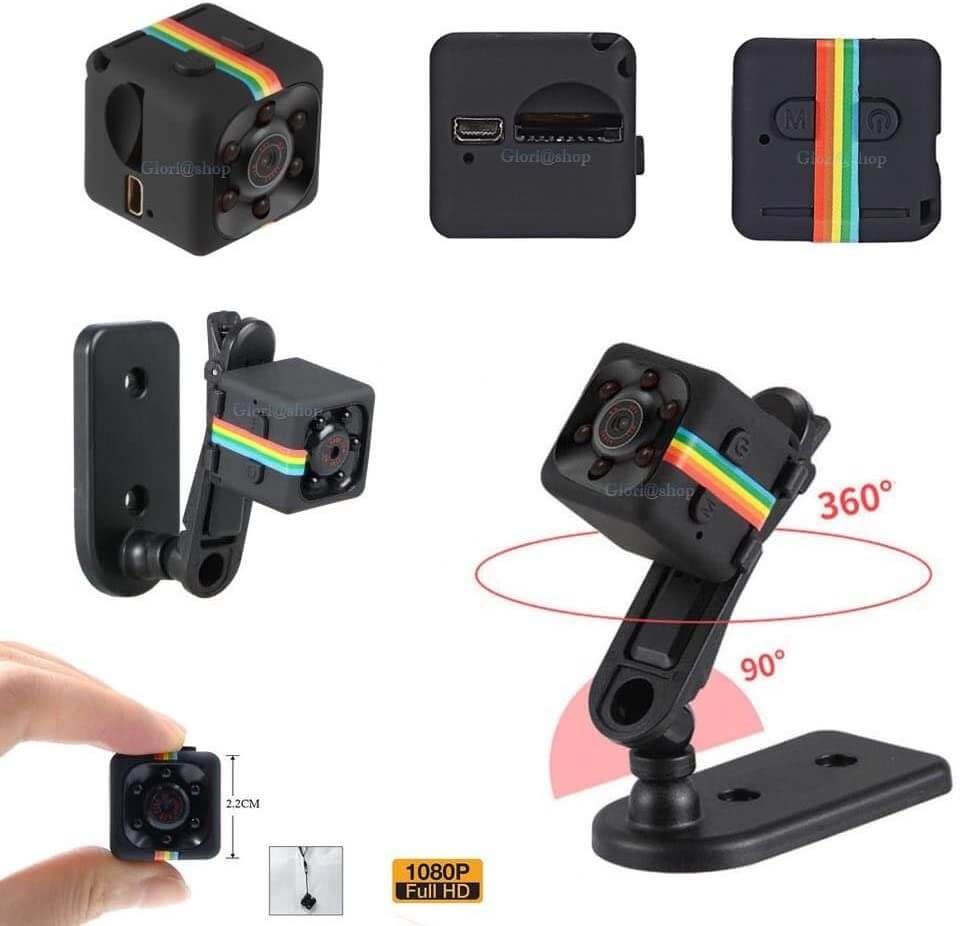 Mini Überwachungskamera 1080p HD, kompakt, mit Nachtsicht, ideal für unauffällige Aufnahmen bei Tag und Nacht.
