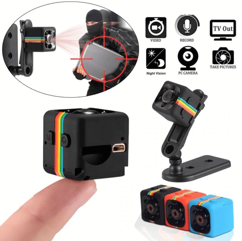Mini Überwachungskamera 1080p HD, kompakt, mit Nachtsicht, ideal für unauffällige Aufnahmen bei Tag und Nacht.