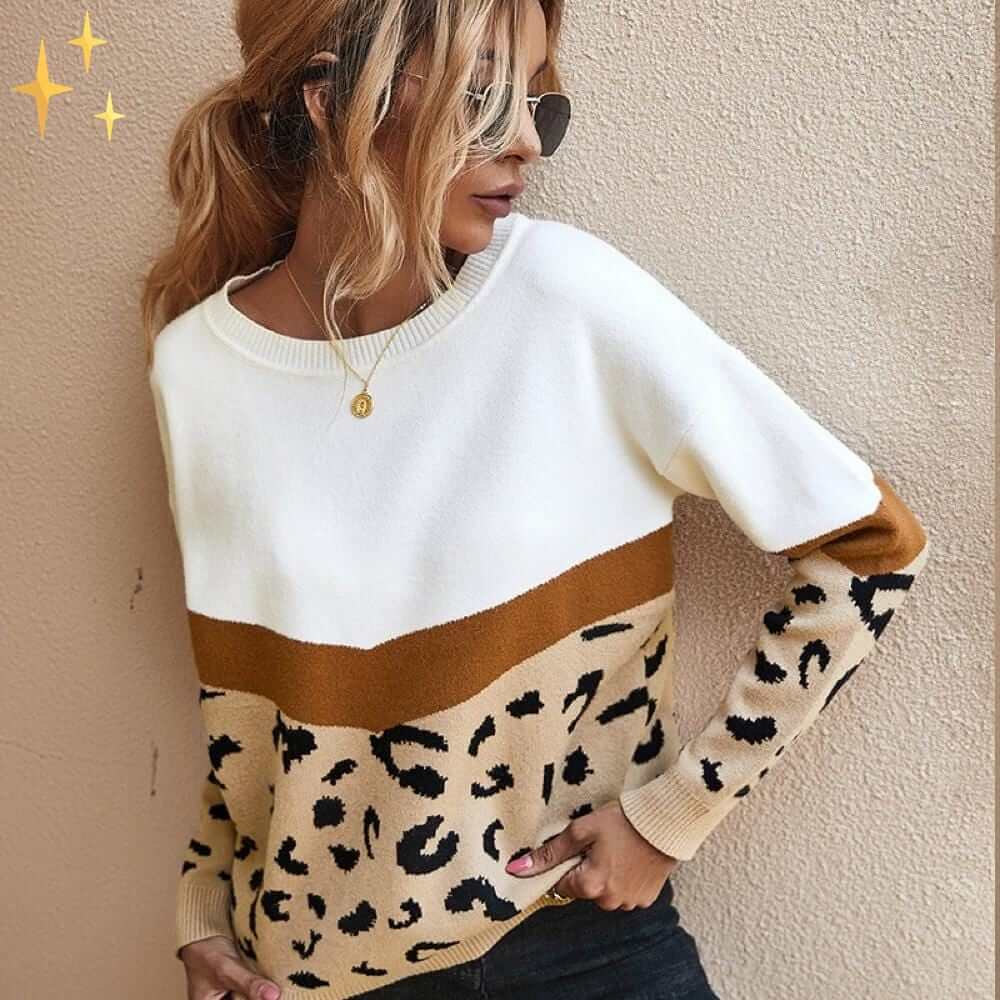 Stylischer Leopard Print Pullover