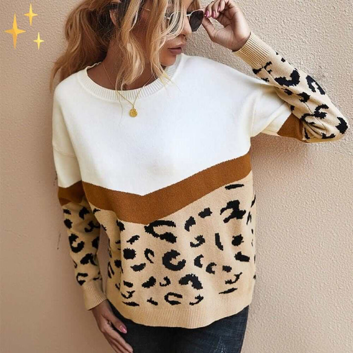 Stylischer Leopard Print Pullover