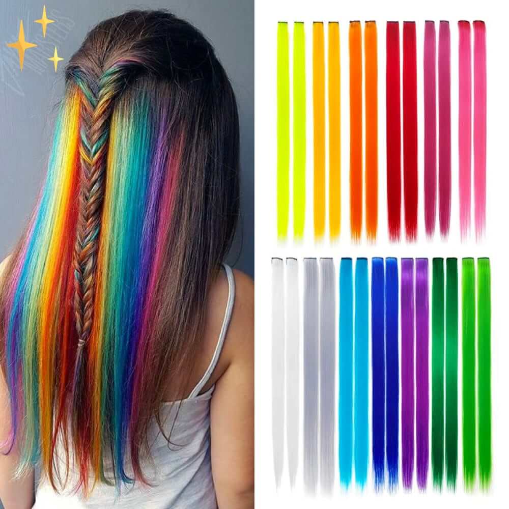 Regenbogen Clip-in-Haarverlängerungen