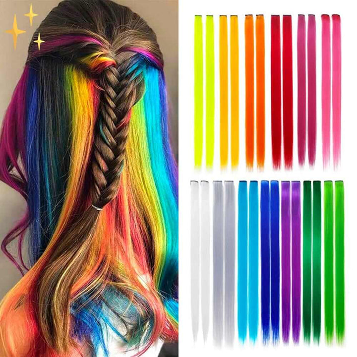 Regenbogen Clip-in-Haarverlängerungen