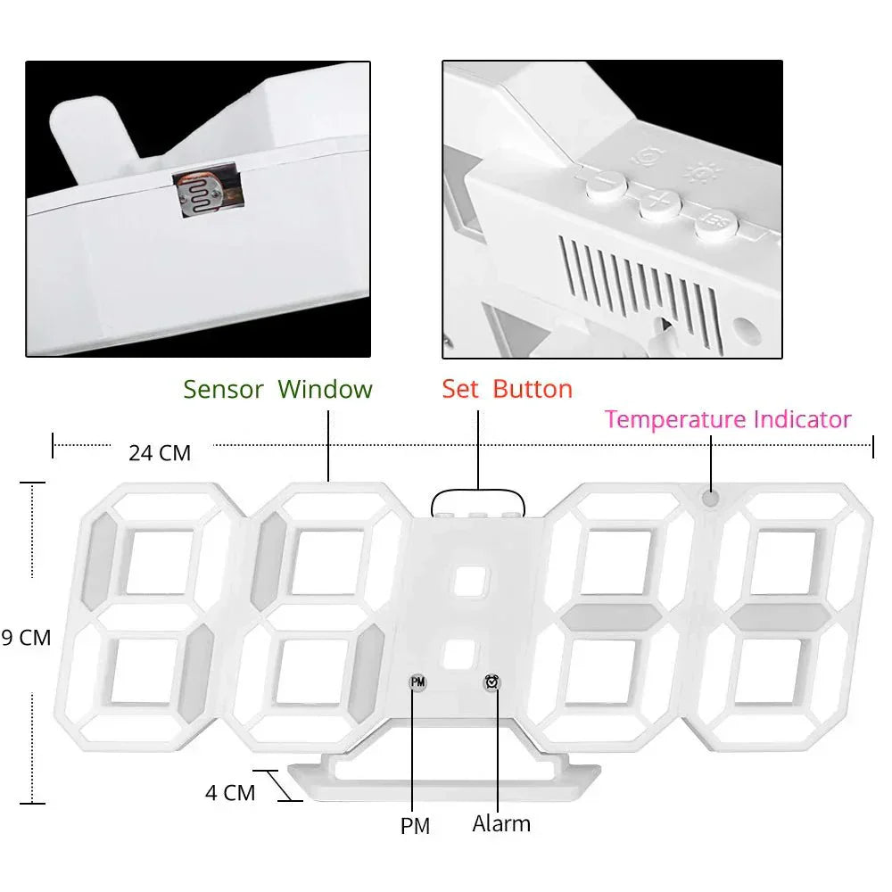 "Moderne 3D LED Wanduhr, dimmbar, minimalistisches Design, vielseitig für Wohnzimmer, Büro und Schlafzimmer einsetzbar"